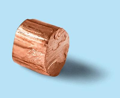 Blastex® BZ – bronze cut wire shot for delicate surfaces Blastex® BZ bronze cut wire shot on a blue background.